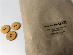 Curb cotton button fra mind the maker - i flot dry mustard, 18 mm